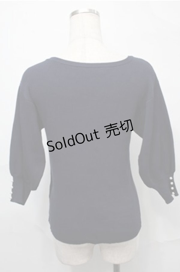 画像2: an another angelus / 袖口パール釦Vネックニットプルオーバー  紺 S-25-09-03-024-CA-TO-HR-ZS (2)