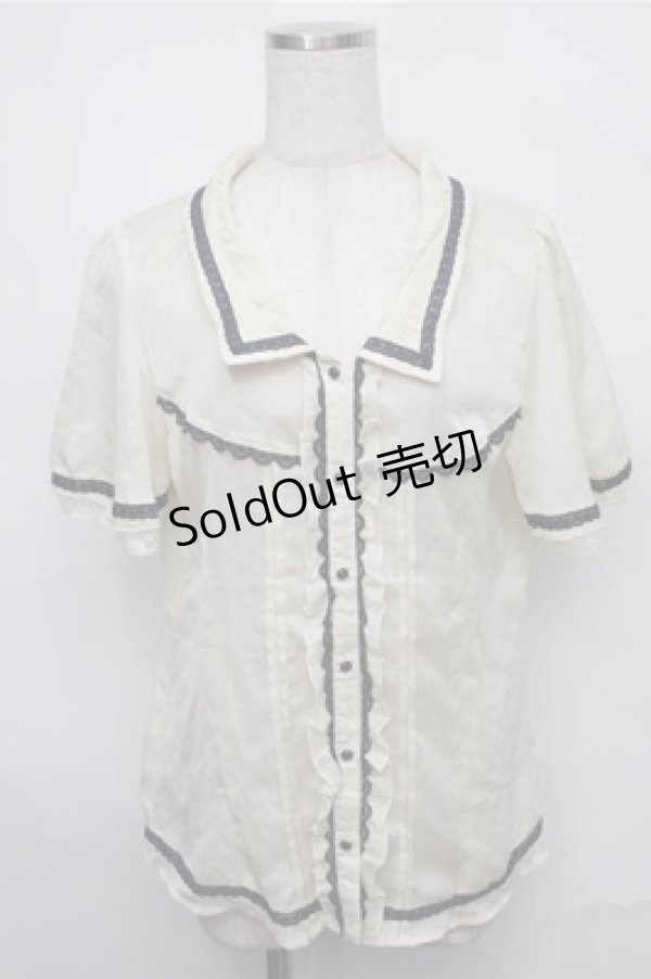 画像1: axes femme / タイ付きバイカラーレースブラウス（タイ欠品）  キナリ S-25-09-03-029-AX-TO-HR-ZS (1)