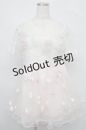 画像: Swankiss / チュール切替ワンピース  白ｘピンク S-25-09-03-030-CA-OP-HR-ZS