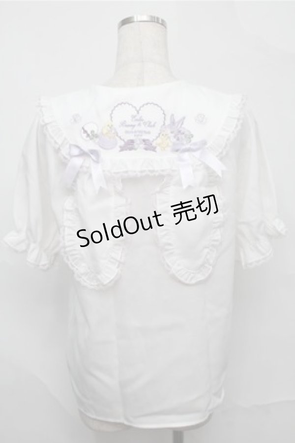 画像2: Amavel / Bunny＆Chick Festival ブラウス  白ｘ紫 S-25-09-03-033-CA-BL-HR-ZS (2)