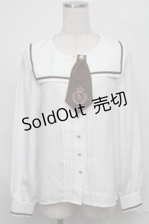 画像: Amavel / セーラー襟ブラウス  白 S-25-09-03-034-CA-BL-AS-ZS