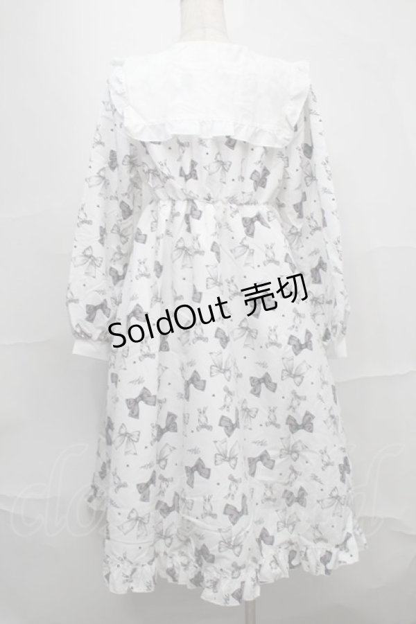 画像2: Lovely Tency / 眞白ありすコラボ/リボンプリントワンピース LL 白 S-25-09-04-044-LO-OP-AS-ZS (2)