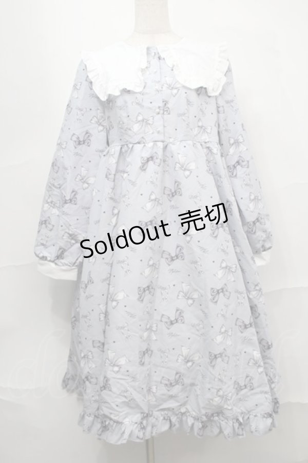 画像1: Lovely Tency / 眞白ありすコラボ/リボンプリントワンピース LL サックス S-25-09-04-045-LO-OP-AS-ZS (1)