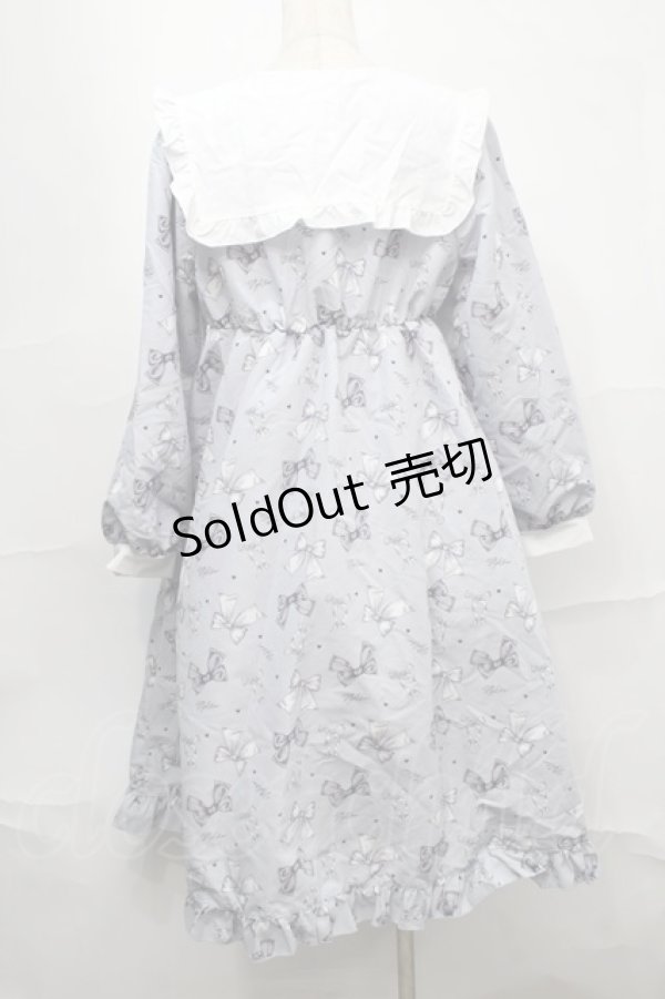 画像2: Lovely Tency / 眞白ありすコラボ/リボンプリントワンピース LL サックス S-25-09-04-045-LO-OP-AS-ZS (2)