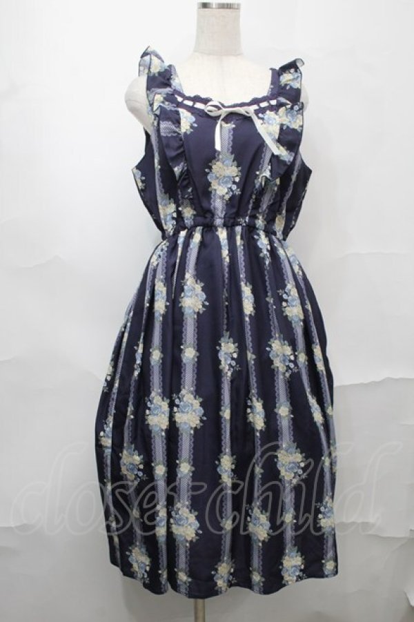 画像1: axes femme / 花柄ワンピース  紺 S-25-09-04-051-AX-OP-AS-ZS (1)