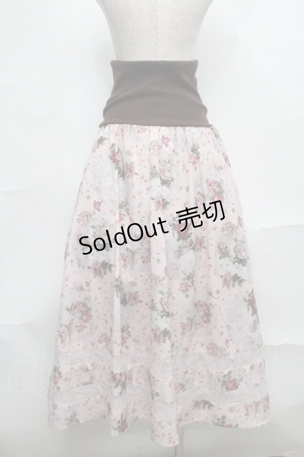 画像2: axes femme / 花柄ロング2WAYスカート  ピンクｘブラウン S-25-09-04-053-AX-SK-AS-ZS (2)