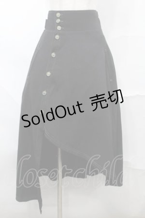 画像: axes femme POETIQUE / 袖デザインラップ風スカート  黒 S-25-09-04-056-AX-SK-AS-ZS