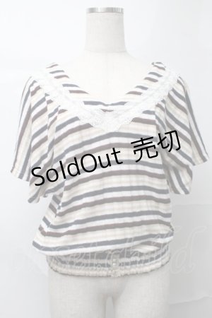 画像: axes femme / ボーダーニット  白ｘ紺ｘベージュ S-25-09-04-016-AX-TO-AS-ZS