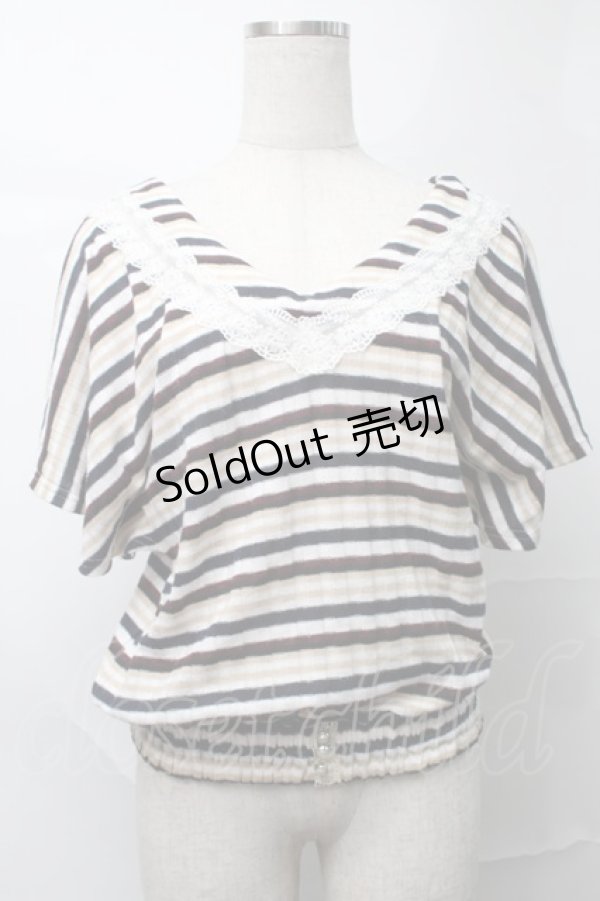 画像1: axes femme / ボーダーニット  白ｘ紺ｘベージュ S-25-09-04-016-AX-TO-AS-ZS (1)