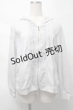 画像: axes femme / ストライプレースフリルパーカー  グレー S-25-09-04-018-AX-TO-AS-ZS