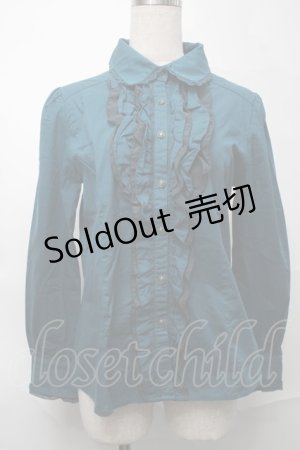 画像: axes femme / リボンタイ付きフリルブラウス  グリーン S-25-09-04-023-AX-TO-AS-ZS