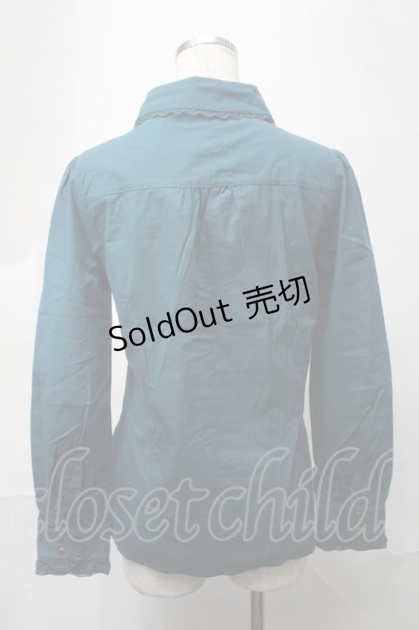 画像2: axes femme / リボンタイ付きフリルブラウス  グリーン S-25-09-04-023-AX-TO-AS-ZS (2)