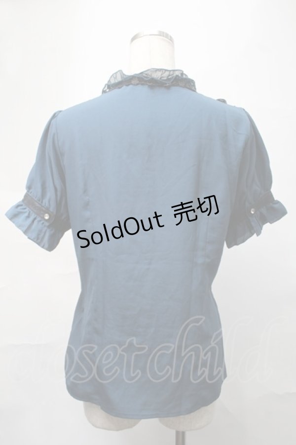 画像2: axes femme / スタンド襟レースブラウス  グリーン S-25-09-04-024-AX-BL-AS-ZS (2)