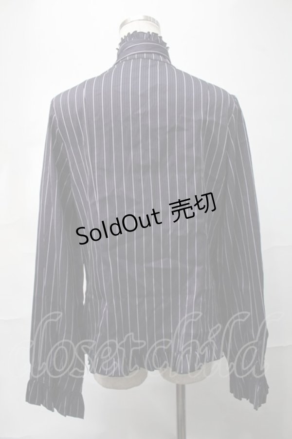 画像2: LOLITA / タイ付きストライプブラウス  ネイビー S-25-09-04-025-LO-BL-HR-ZS (2)