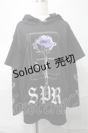 画像: SEX POT ReVeNGe / バラプリント重ね着風プルオーバー  黒 S-25-09-04-029-SP-TO-HR-ZS