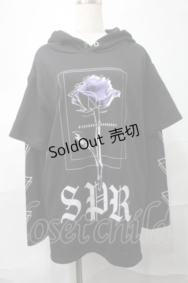 画像1: SEX POT ReVeNGe / バラプリント重ね着風プルオーバー  黒 S-25-09-04-029-SP-TO-HR-ZS (1)