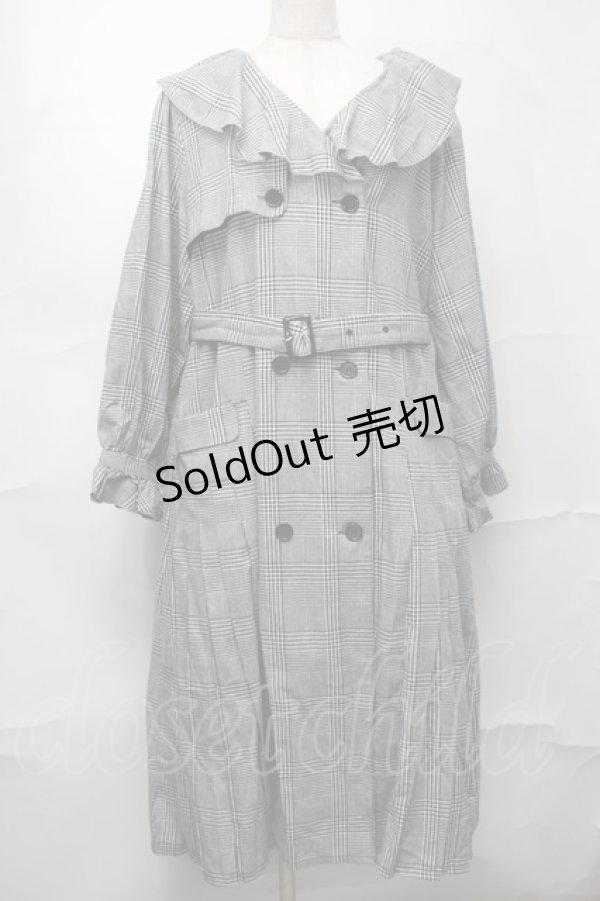 画像1: melume / TCチェックトレンチコート 4L 白ｘ黒 S-25-09-04-034-LO-CO-AS-ZS (1)
