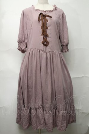画像: m petit by misako / AMレースアップワンピース 4L 中桃 S-25-09-04-038-LO-OP-AS-ZS