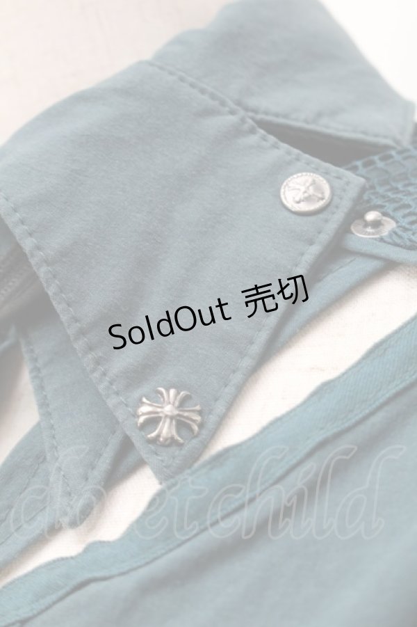 画像4: Ozz Croce / ネクタイ付きメッシュ切替ブラウス  グリーン S-25-09-05-032-OO-BL-SZ-ZS (4)