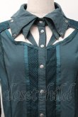 画像5: Ozz Croce / ネクタイ付きメッシュ切替ブラウス  グリーン S-25-09-05-032-OO-BL-SZ-ZS (5)