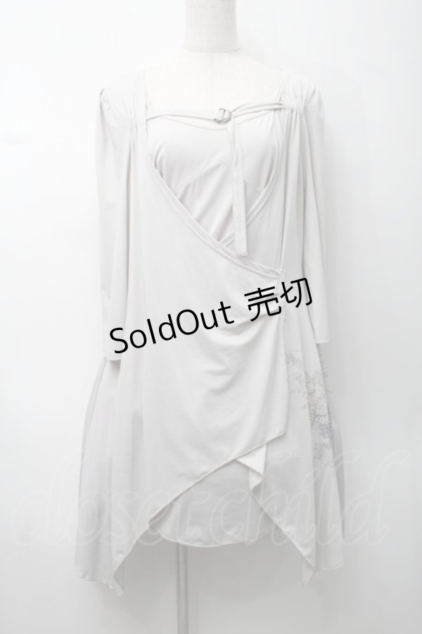 画像1: Ozz oneste / 花プリントレイヤードワンピース  グレー S-25-09-05-036-OO-TO-HR-ZS (1)