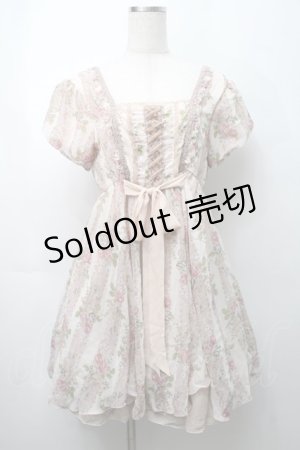 画像: axes femme / タッセルローズストライプワンピース  ピンク S-25-09-05-043-AX-OP-HR-ZS