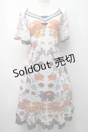 画像: Ozz oneste / 鳳凰ｘ牡丹ptメッシュワンピース  白 S-25-09-05-044-OO-OP-AS-ZS