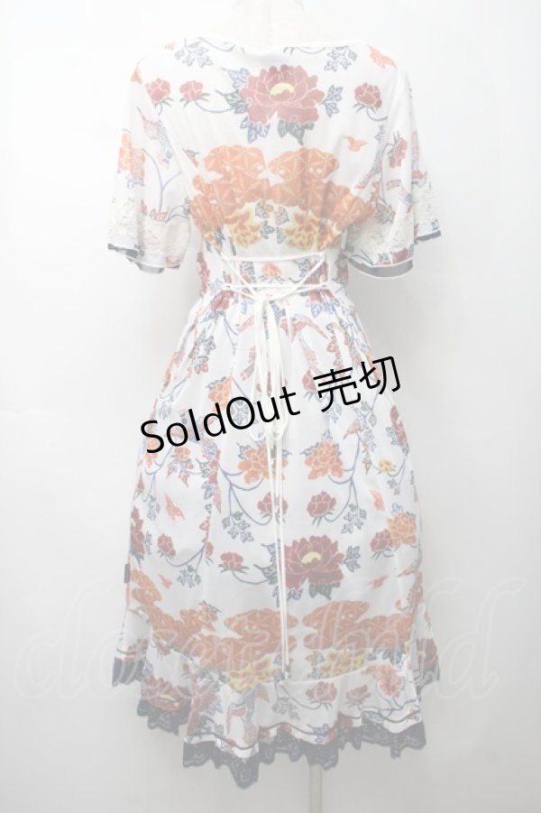 画像2: Ozz oneste / 鳳凰ｘ牡丹ptメッシュワンピース  白 S-25-09-05-044-OO-OP-AS-ZS (2)