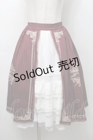 画像: Surfacespell / Unfinished刺繍スカート  ワイン S-25-09-05-050-LO-SK-AS-ZS