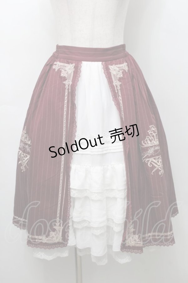 画像1: Surfacespell / Unfinished刺繍スカート  ワイン S-25-09-05-050-LO-SK-AS-ZS (1)