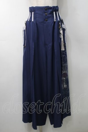 画像: Ozz oneste / タッセルデザイン扇ハイウエストパンツ  青Ｘ白 S-25-09-05-053-OO-PA-SA-ZS