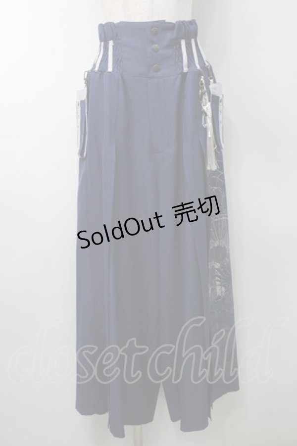 画像1: Ozz oneste / タッセルデザイン扇ハイウエストパンツ  青Ｘ白 S-25-09-05-053-OO-PA-SA-ZS (1)