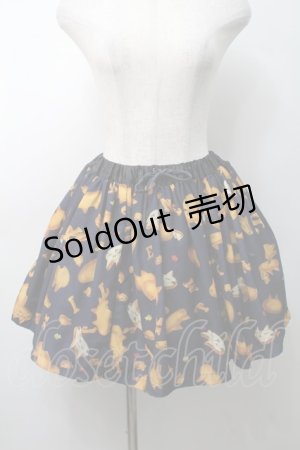 画像: MINT NeKO / ネコクッキースカート  紺 S-25-09-05-055-HN-SK-AS-ZT1002S