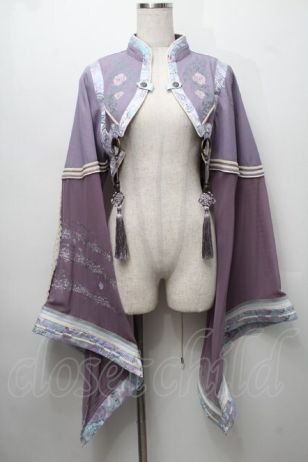 画像1: Ozz oneste / フラワー刺繍ハイネック着物袖ボレロ  パープル S-25-09-05-008-OO-BL-SA-ZS (1)
