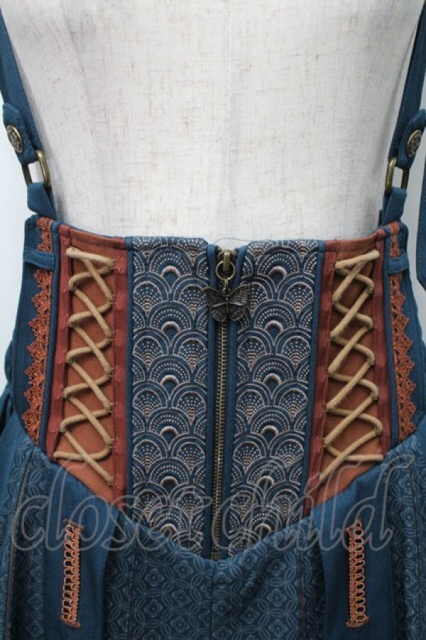 画像3: Ozz oneste / 扇プリント袴スカート  グリーン S-25-09-05-059-OO-SK-SA-ZS (3)