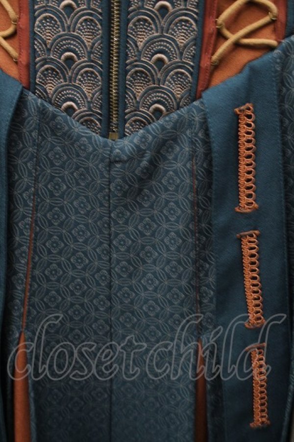 画像4: Ozz oneste / 扇プリント袴スカート  グリーン S-25-09-05-059-OO-SK-SA-ZS (4)