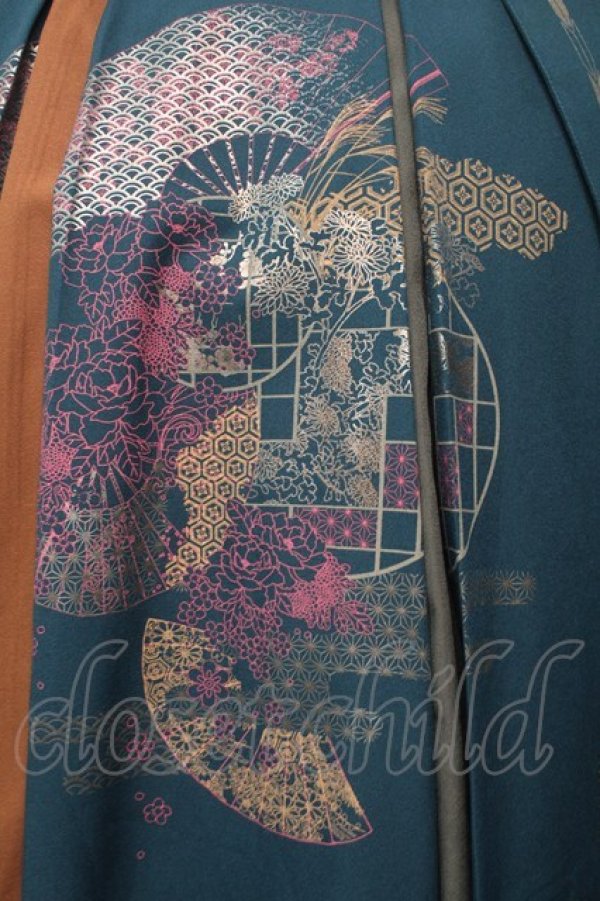 画像6: Ozz oneste / 扇プリント袴スカート  グリーン S-25-09-05-059-OO-SK-SA-ZS (6)