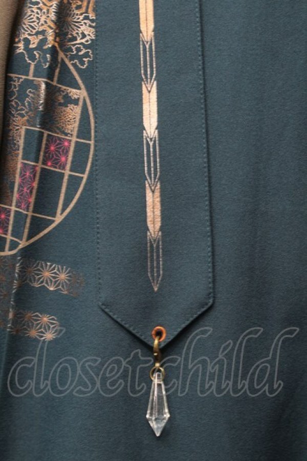 画像7: Ozz oneste / 扇プリント袴スカート  グリーン S-25-09-05-059-OO-SK-SA-ZS (7)