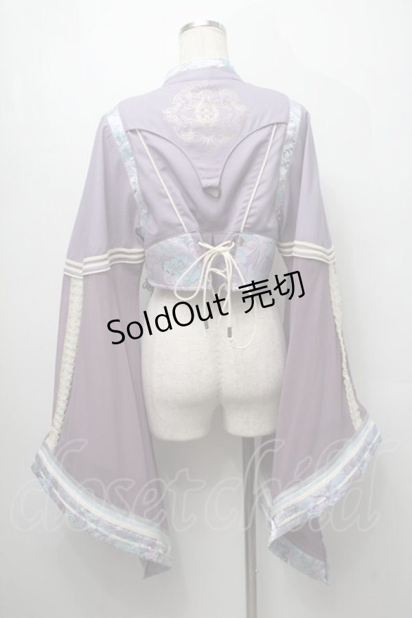 画像2: Ozz oneste / フラワー刺繍ハイネック着物袖ボレロ  パープル S-25-09-05-008-OO-BL-SA-ZS (2)