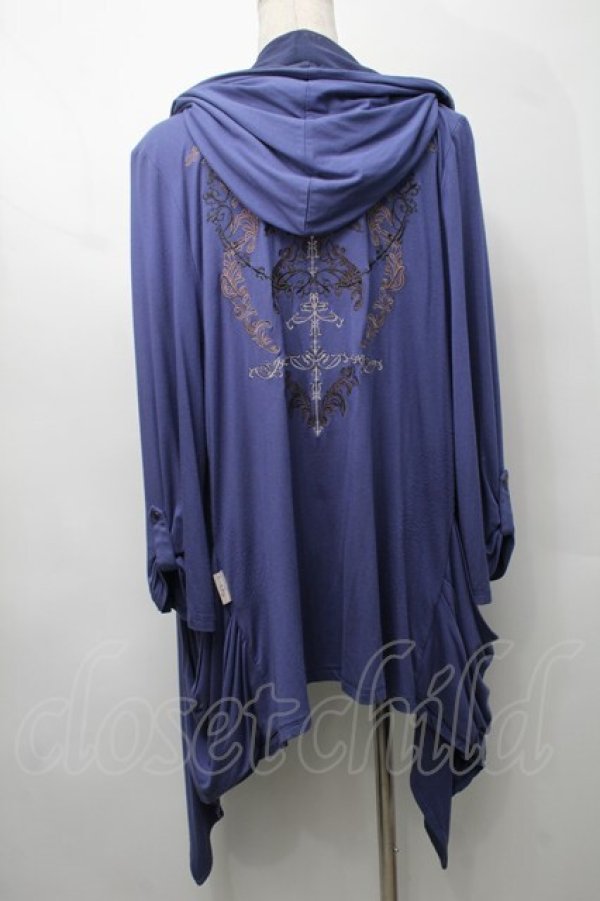 画像2: Rozen Kavalier / クロス風刺繍フードロングカーディガン  青ＸブラウンＸグレー S-25-09-05-014-OO-TO-SA-ZS (2)