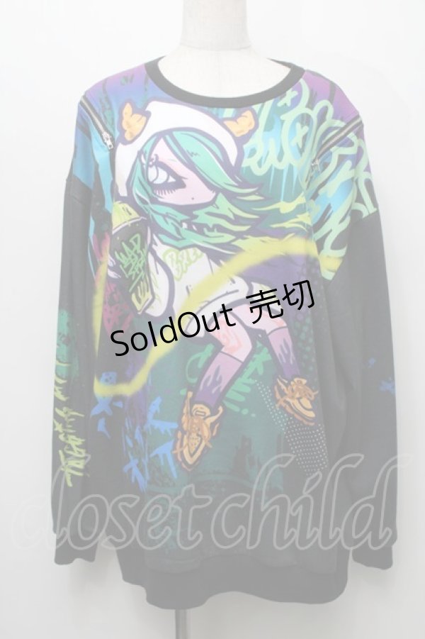 画像1: HYPER CORE / T-368 TAGGING MY SOULグラフィックTシャツ  黒 S-25-09-05-021-PU-TO-AS-ZS (1)
