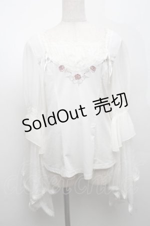 画像: Ozz oneste / レースフレア袖カットソー  白 S-25-09-05-003-OO-TO-SZ-ZS