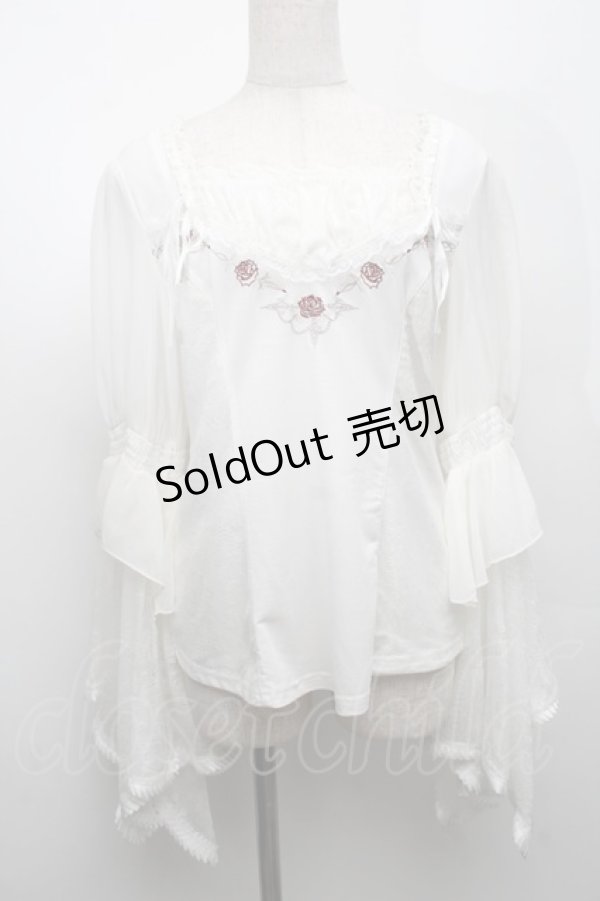画像1: Ozz oneste / レースフレア袖カットソー  白 S-25-09-05-003-OO-TO-SZ-ZS (1)