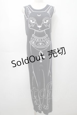 画像: KILL STAR / 猫プリントノースリーブワンピース  グレー S-25-09-05-025-SL-OP-HR-ZS