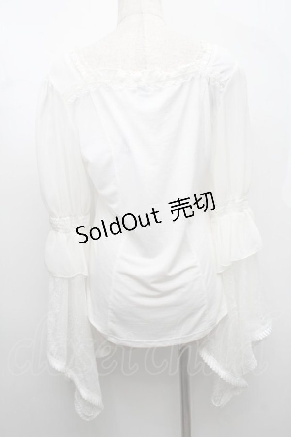 画像2: Ozz oneste / レースフレア袖カットソー  白 S-25-09-05-003-OO-TO-SZ-ZS (2)