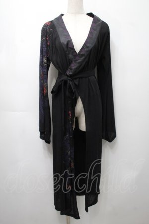 画像: Ozz oneste / 着物風ロングカーディガン  黒 S-25-09-05-027-OO-TO-SZ-ZS