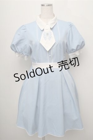 画像: axes femme POETIQUE / リボン刺繍ネクタイ付きワンピース  サックス S-25-09-06-046-AX-OP-AS-ZS