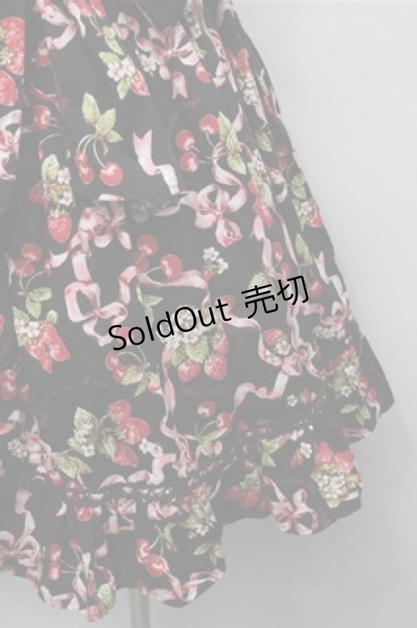 画像3: BABY,THE STARS SHINE BRIGHT / いちごとさくらんぼフリルジャンパースカート  黒 S-25-09-06-050-BA-OP-HR-ZT490 (3)