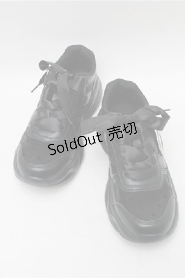 画像1: m petit by misako / AMハートガラチュールスニーカー  黒 S-25-09-06-015-LO-SH-HR-ZS (1)