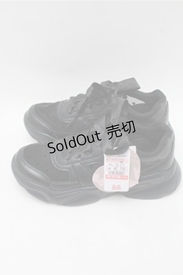 画像2: m petit by misako / AMハートガラチュールスニーカー  黒 S-25-09-06-015-LO-SH-HR-ZS (2)